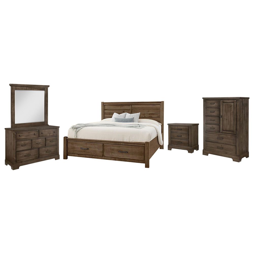 Viceray Collections Cool Rustic 5-Piece King Plank Bedroom Set with Storage in Mink, , large