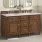 James Martin Vanities Lorelai 60" Double Vanity in Mid-Century Walnut with 3 cm Ethereal Noctis Quartz Top, , large
