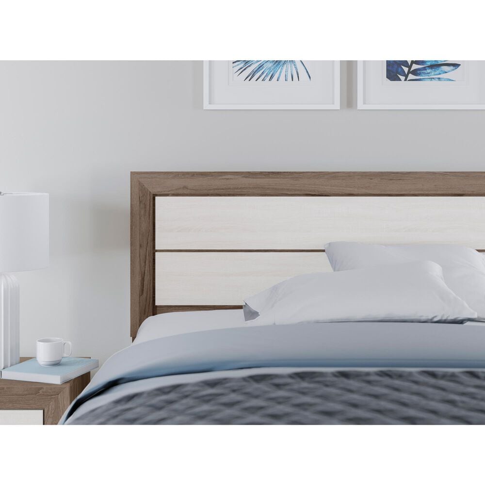 Ashley Sharnari 3-Piece Queen Bedroom Set in Warm Gray, Brown and Antique White Laminate, , large