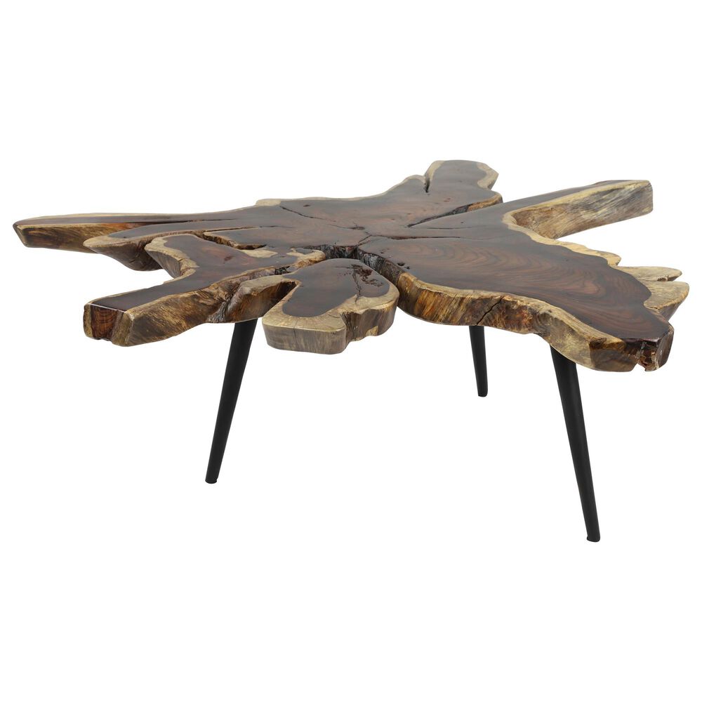 Maple and Jade Coffee Table with Tripod Legs in Distressed Brown and Black, , large