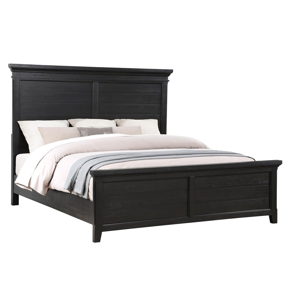 Davis International Queen Panel Bed in Lightly Distressed Black, , large