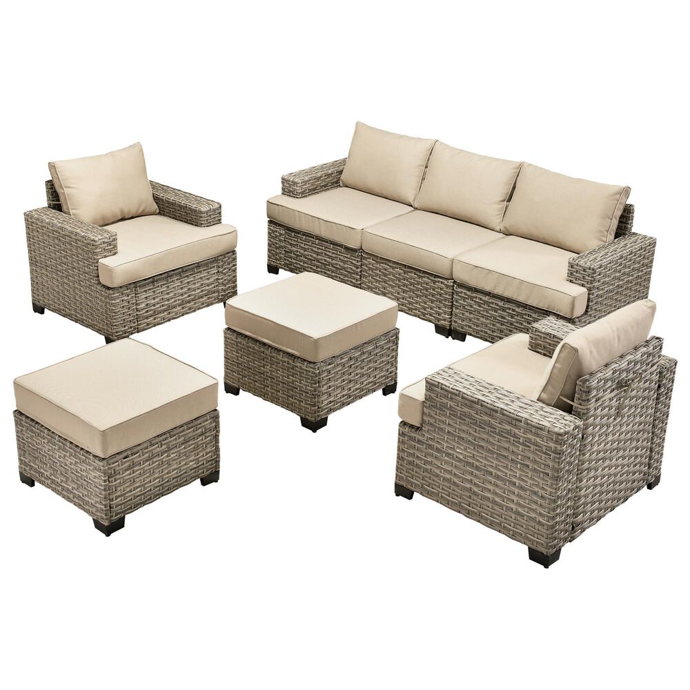HOMLUX 7-Piece Modular Patio  Conversation  in Beige, , large