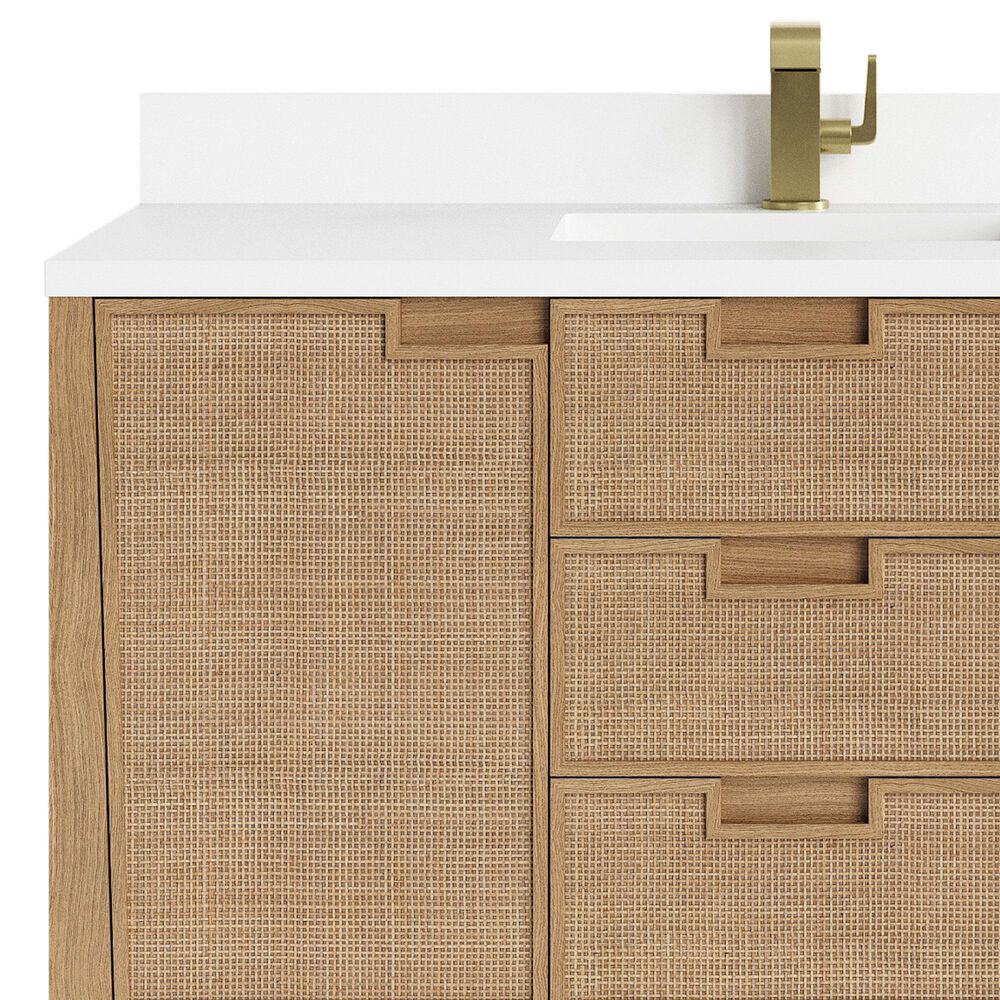 James Martin Vanities Solene 48" Single Bathroom Vanity in Seaside Oak with Single Hole 3 cm White Zeus Quartz Top and Rectangular Sink, , large