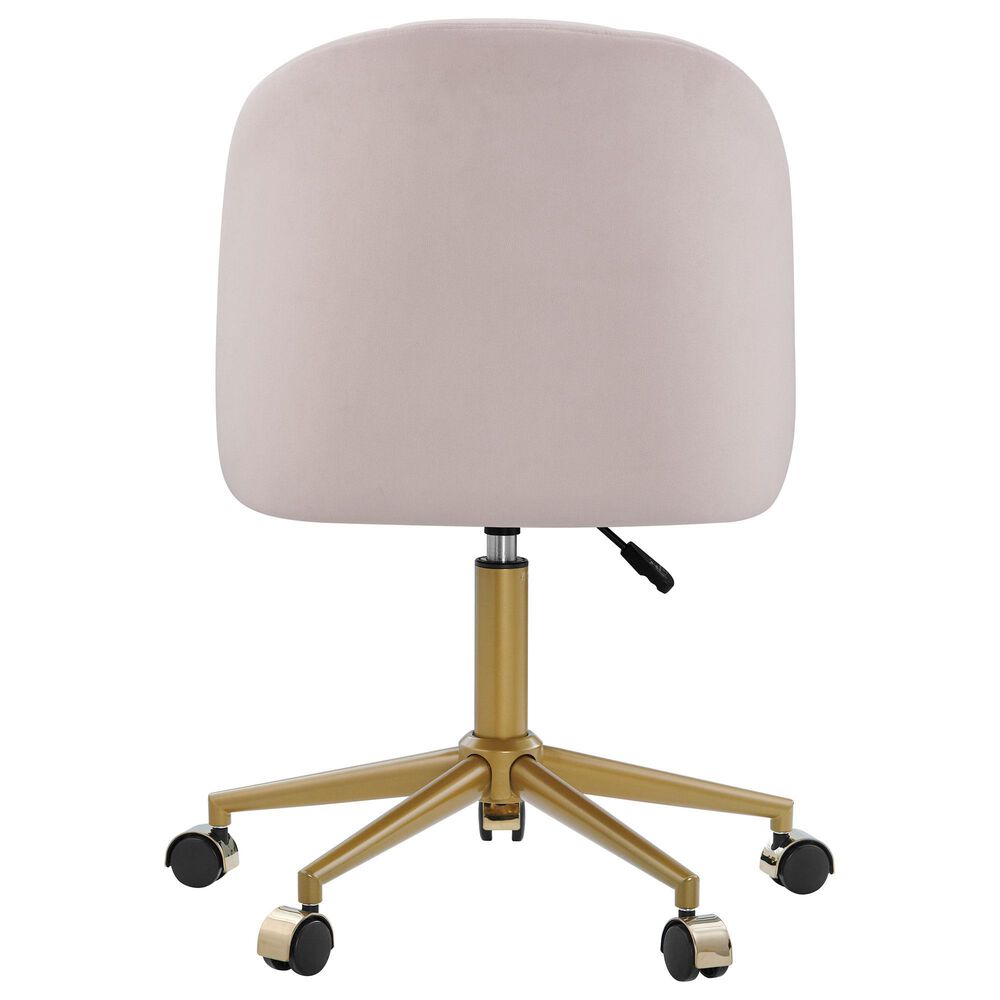 Linon Home Decor Adalynn Swivel Desk Chair with Blush Pink Cushion in Gold, , large