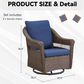 Sunwell Garden Patio Swivel Glider Chair with Brown Frame and X-Laced Armrests in Navy (Set of 2), , large
