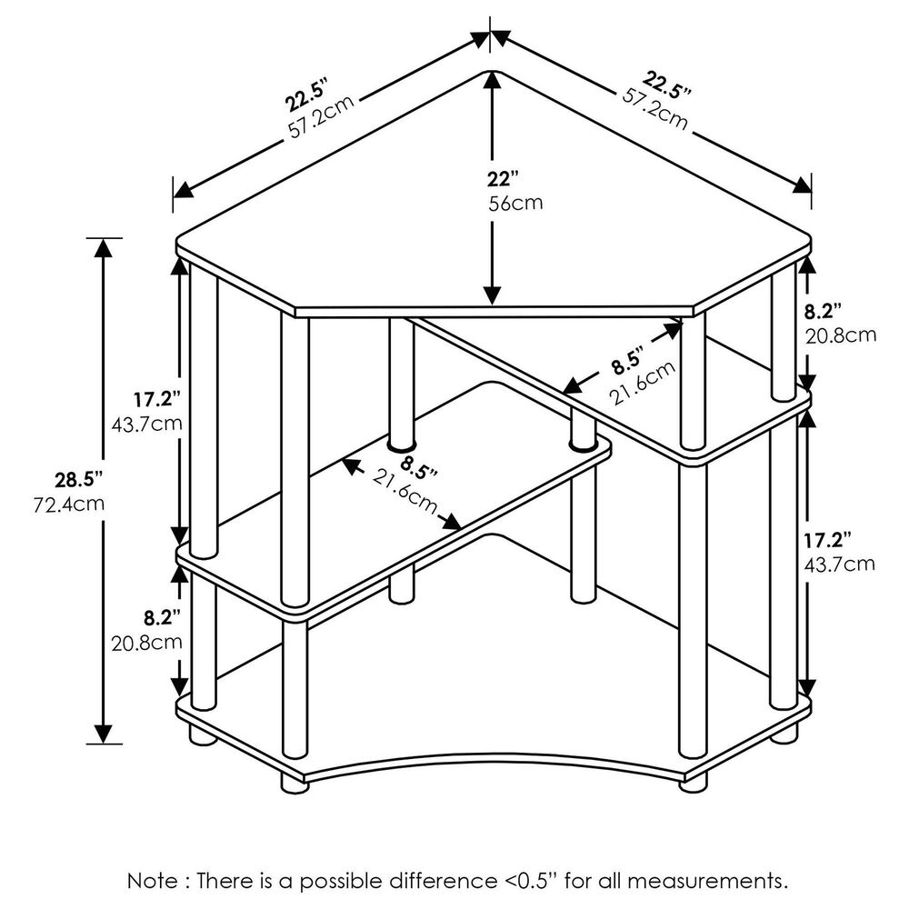 HOMLUX Multipurpose Corner Desk with Storage Shelves in Americano and Stainless Steel, , large