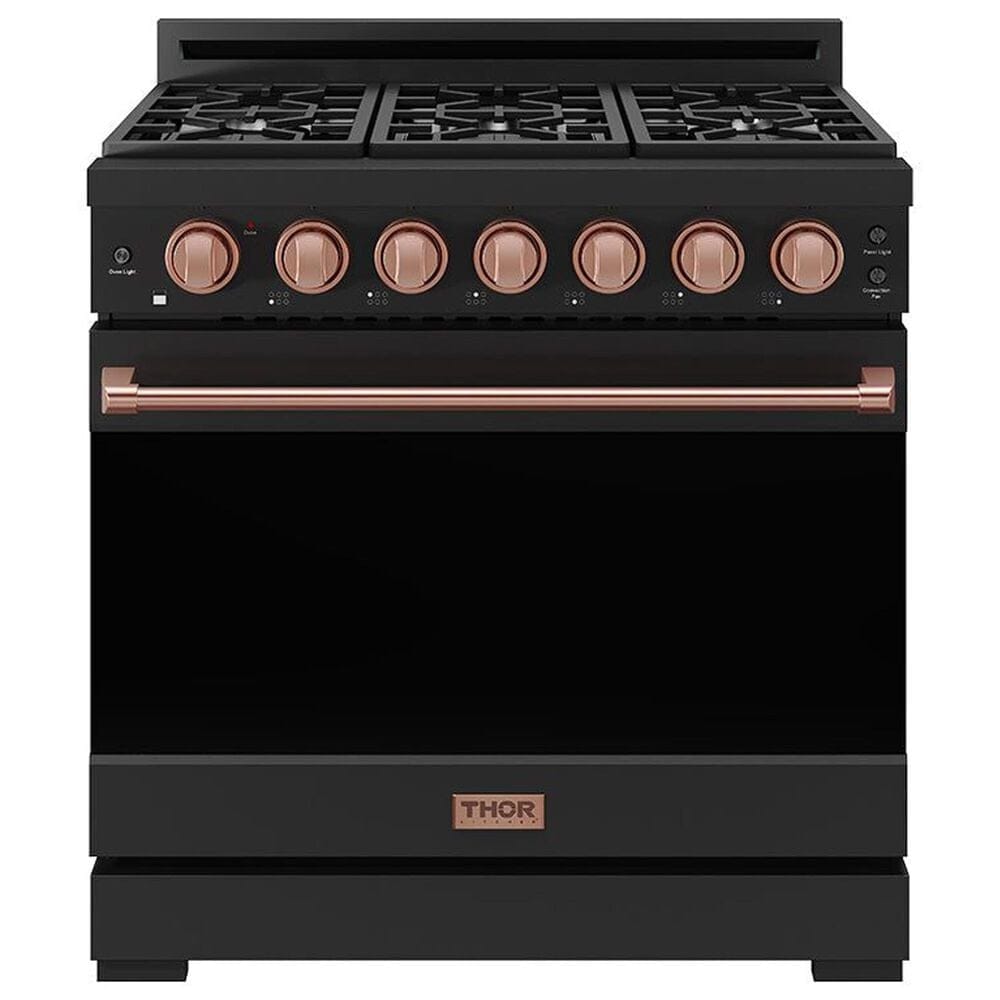 Thor Kitchen Gordon Ramsay 6 Cu. Ft. Professional Gas Range with Rose Gold Handle Kit in Black, , large