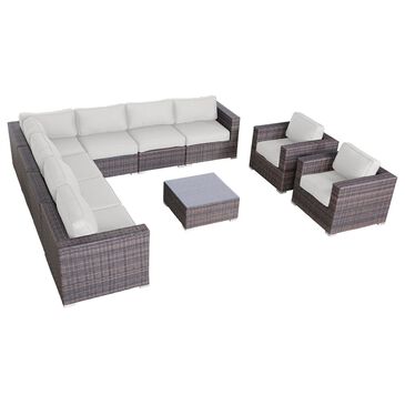 Living Source International 8-Piece Patio Sectional Set with Canvas Cushion in Brown, , large