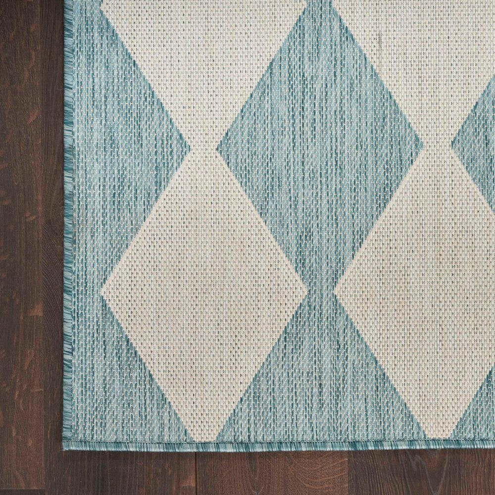 Nourison Positano Geometric Aqua 4&#39; x 6&#39; Indoor/Outdoor Area Rug, , large
