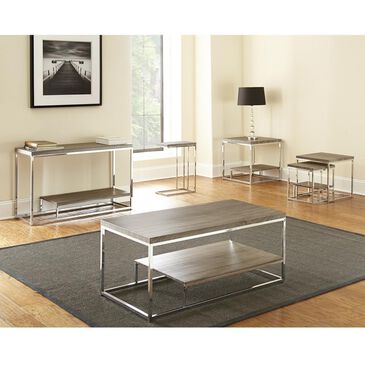 Crystal City Lucia Chairside End Table in Driftwood Grey and Chrome, , large