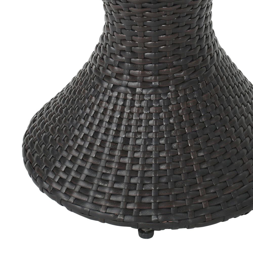 Hearth and Haven Outdoor Sleek Hourglass Wicker Side Table with Iron Frame in Brown Multi, , large