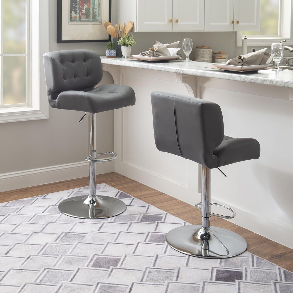 Linon Home Decor Bohen Swivel Bar Stool in Polished Chrome, , large