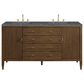 James Martin Vanities Myrrin 60" Double Vanity in Mid Century Walnut with 3 cm Parisien Bleu Quartz Top, , large