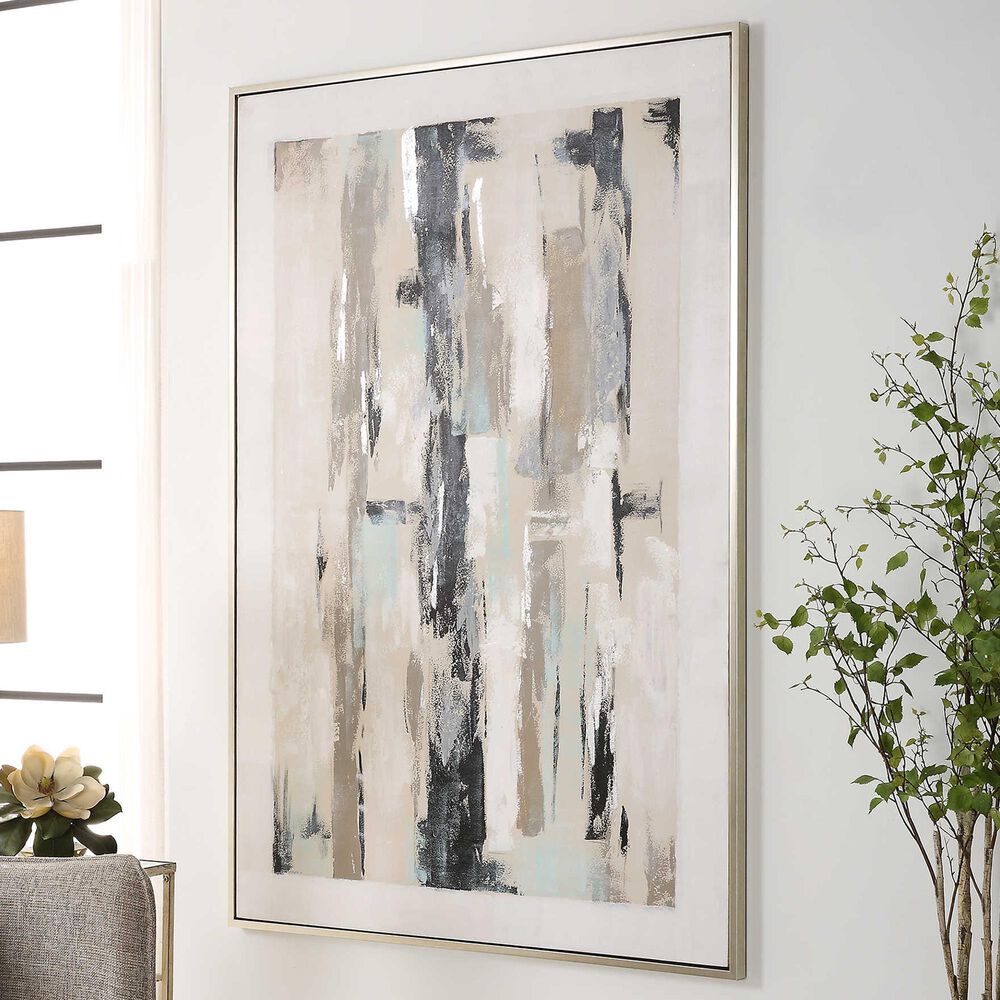 Uttermost Placidity 74&quot; x 50&quot; Abstract Art in Blue, Navy and Silver, , large