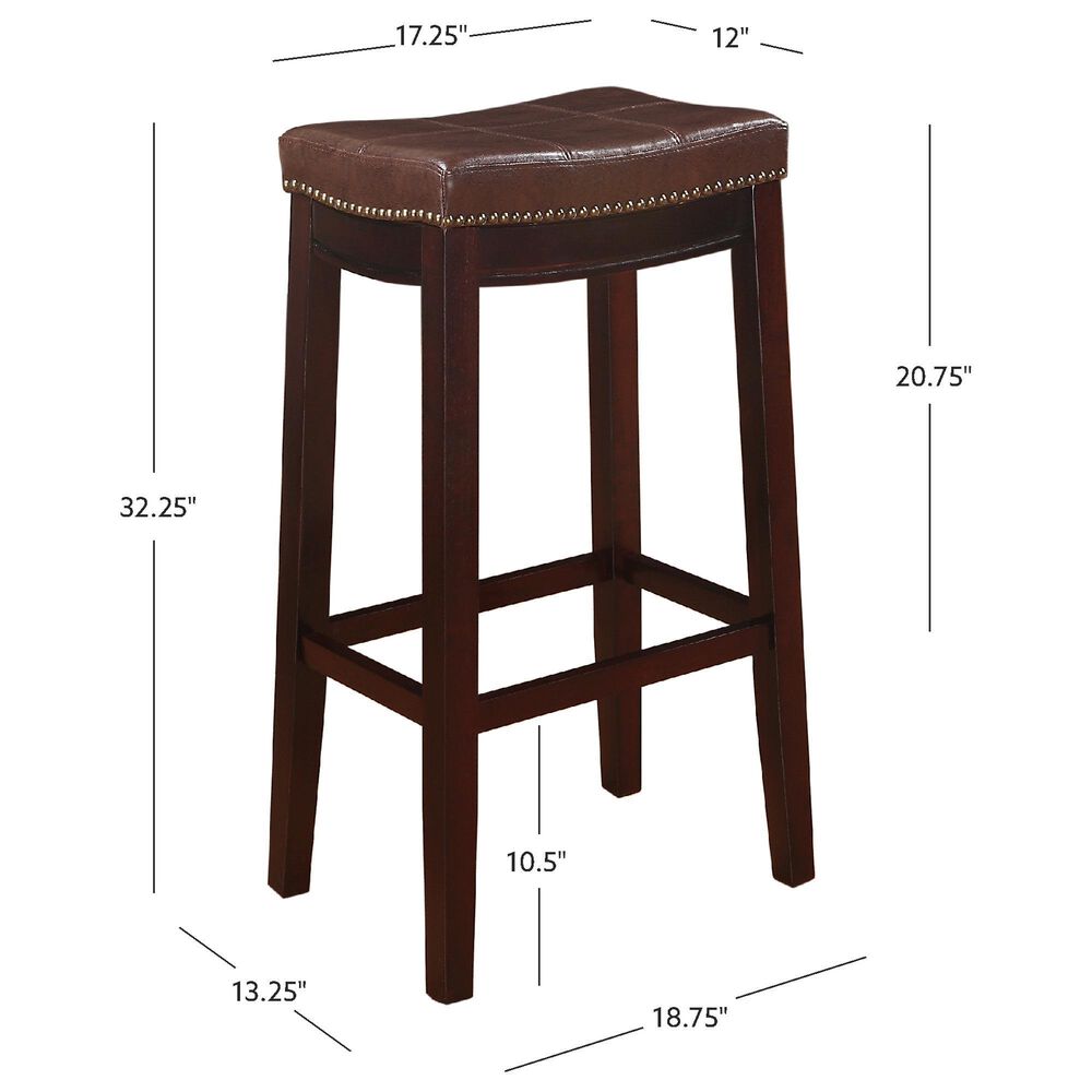 Linon Home Decor Claridge Bar Stool with Brown Cushion in Dark Brown (Set of 2), , large