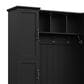 HOMLUX 5-Hook Hall Tree with 4 Side Cabinets and Storage Bench in Black, , large