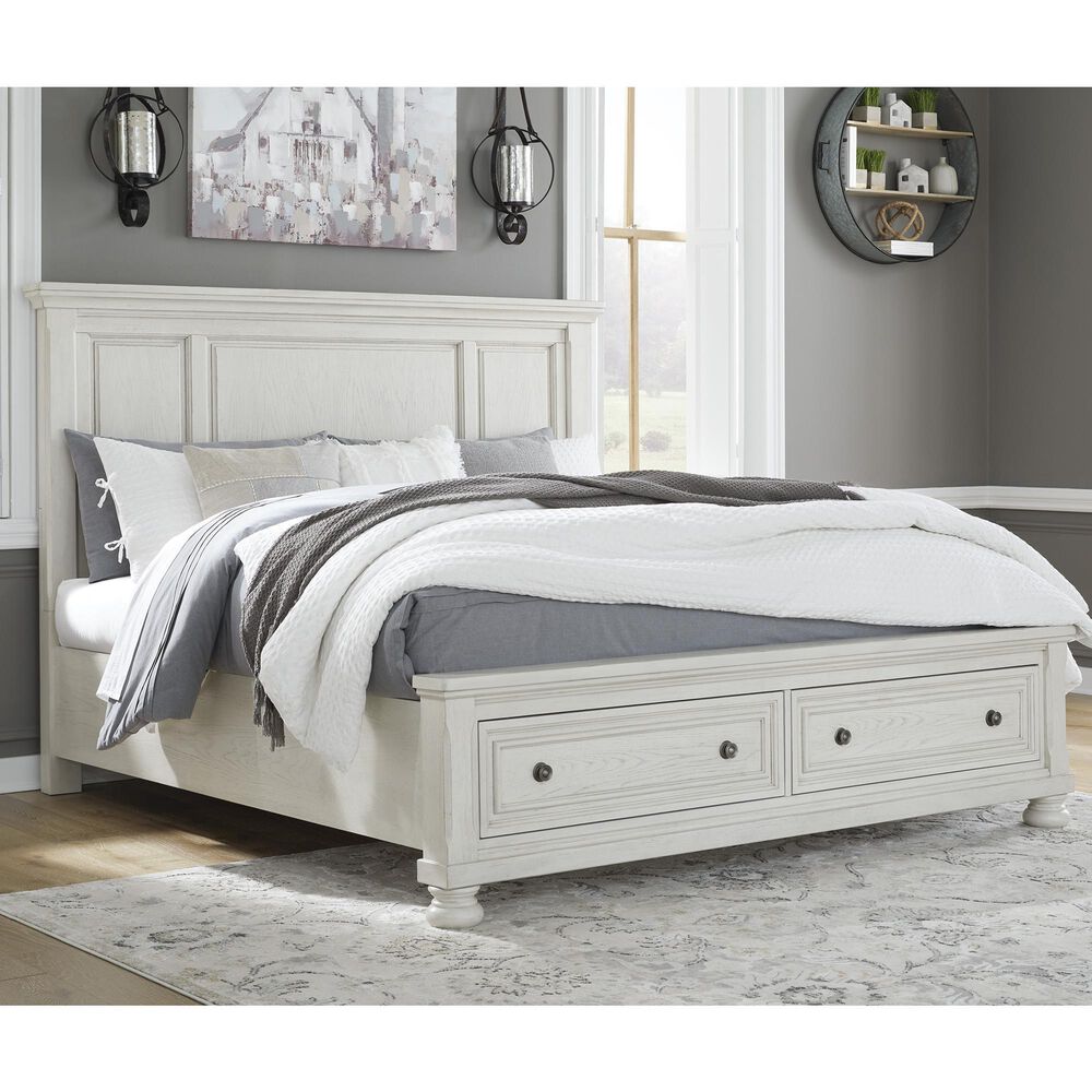 Ashley Robbinsdale California King Panel Storage Bed in Antique White, , large