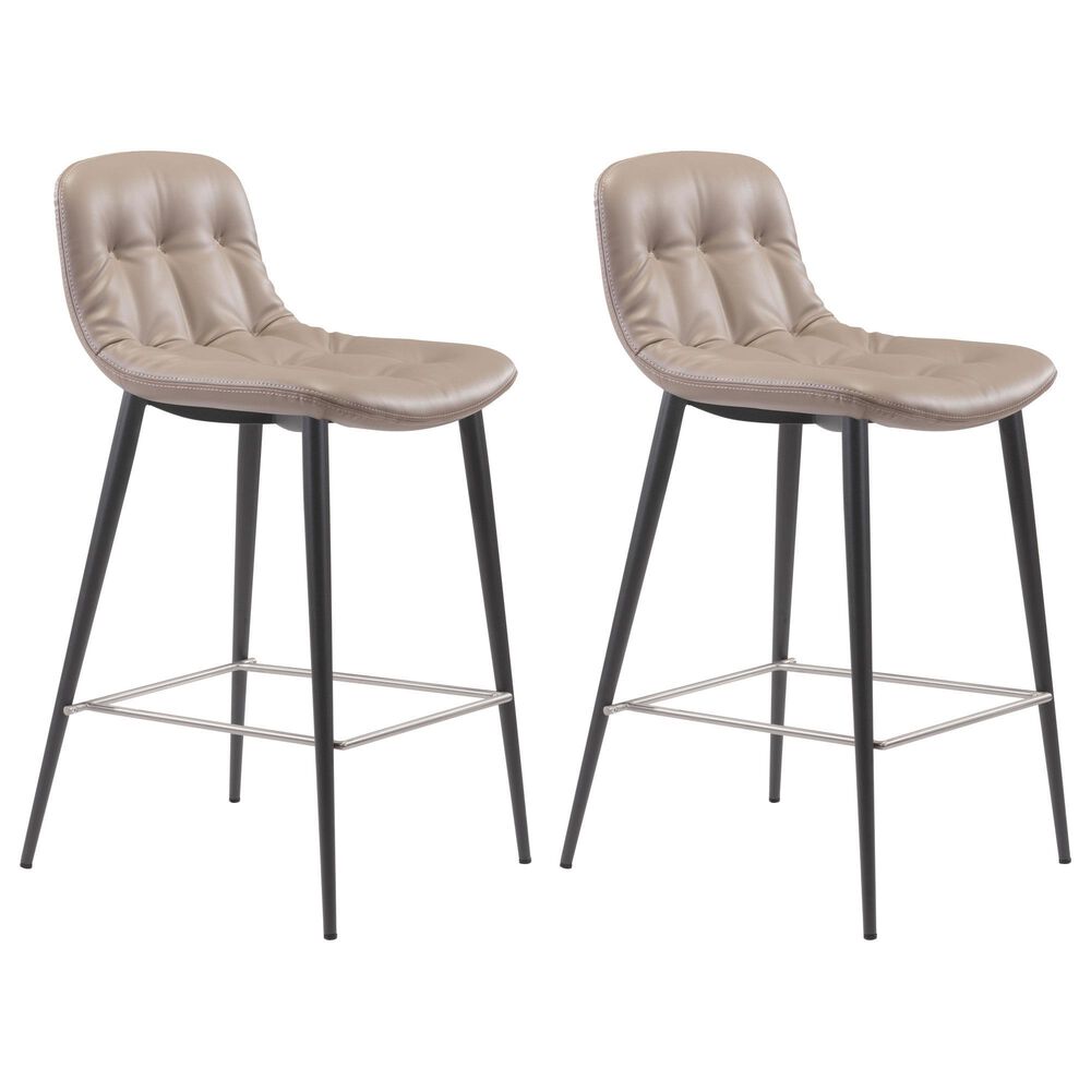 Zuo Modern Tangiers Counter Chair in Taupe/Black (Set of 2), , large