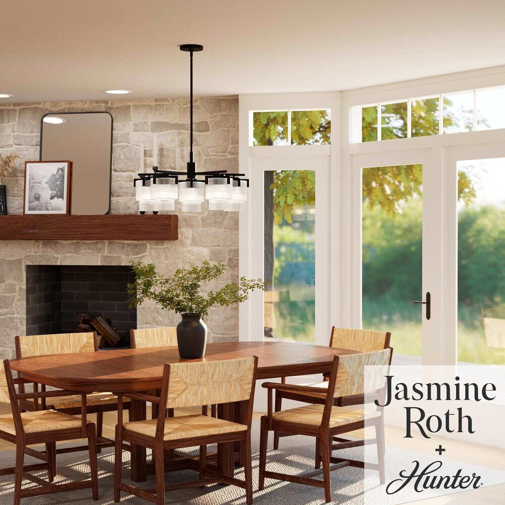 Hunter Ontario Jasmine Roth 5-Light Chandelier in Matte Black, , large
