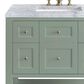 James Martin Vanities Breckenridge 36" Single Bathroom Vanity in Smokey Celadon with 3 cm Carrara White Marble Top and Rectangular Sink, , large
