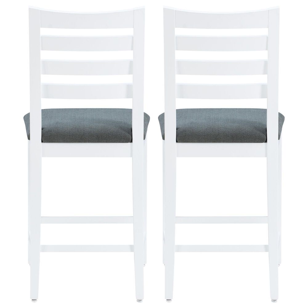 Linon Home Decor Flynn 22" Counter Stool with Charcoal Grey Cushion in White (Set of 2), , large