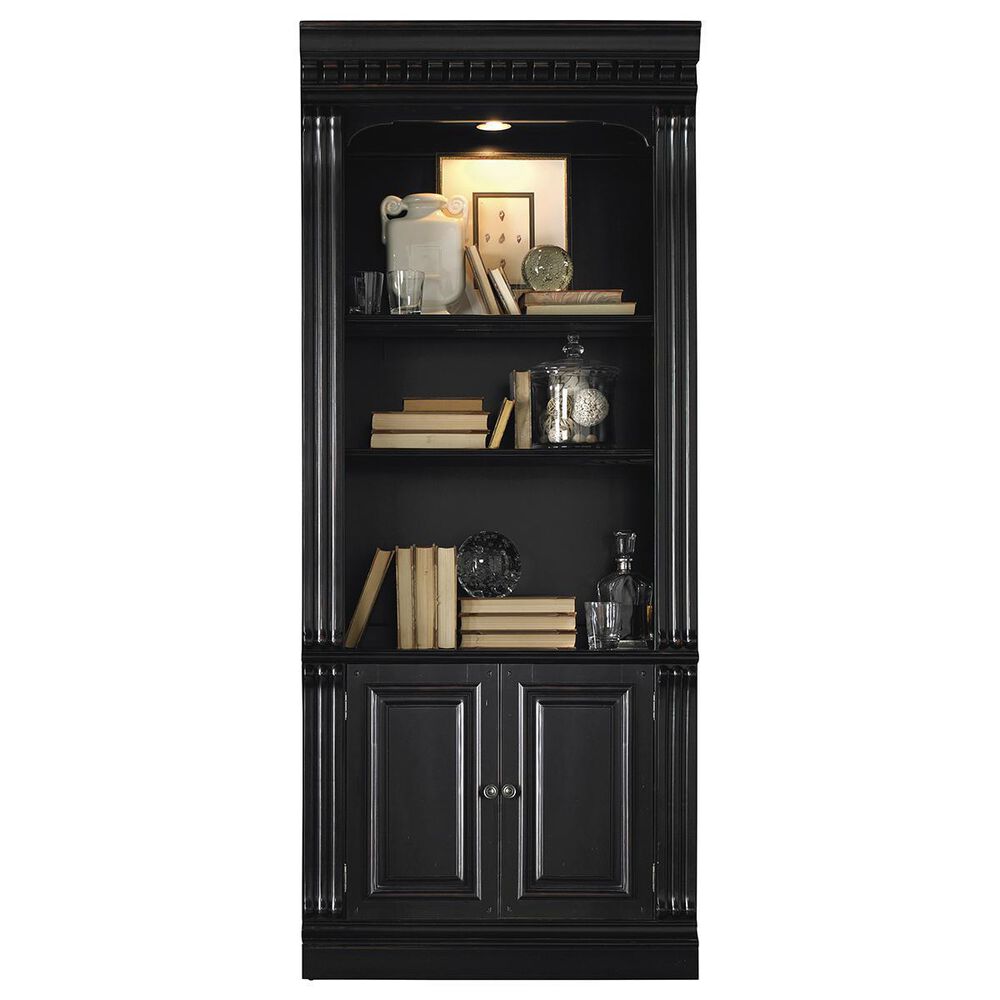 Hooker Furniture Telluride Door Bunching Bookcase in Black with Reddish Brown Rub-Through, , large