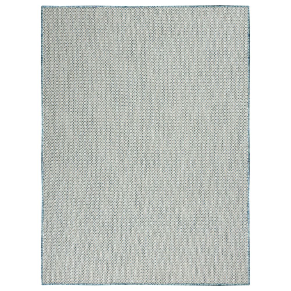 Nourison Courtyard Ivory and Aqua 5" x 7" Indoor/Outdoor Area Rug, , large