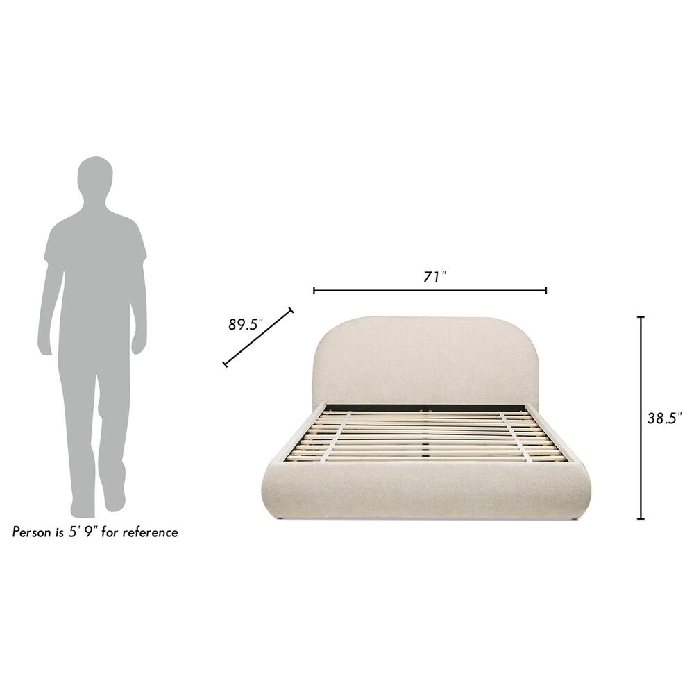 Jennifer Taylor Home Archie Puffy Grounded King Upholstered Platform Bed in Oatmeal Light Beige, , large
