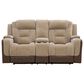 Ashley Mixed Motion Power Reclining Loveseat with Console in Brownstone, , large