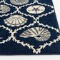 Central Oriental Terrace Tropic Coastal Coral Lattice 5" x 7"3" Sapphire and Snow Area Rug, , large
