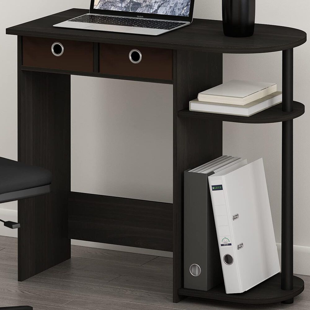 HOMLUX 32" Computer Desk with Two Drawers in Espresso and Black, , large