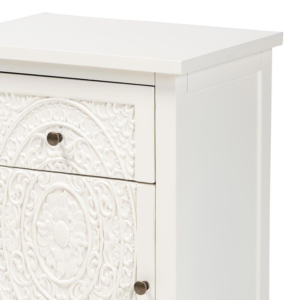 Baxton Studio Lambert 1-Drawer End Table in White, , large