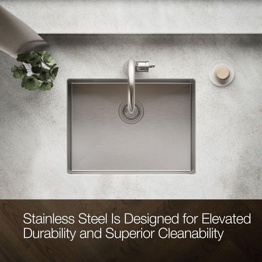 Kohler Strive 24" Undermount Single Bowl Kitchen Sinks in Stainless Steel, , large