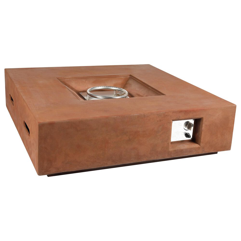 Lexora Home Brenta Outdoor Square Gas Fire Pit Table in Rustic Brown, , large