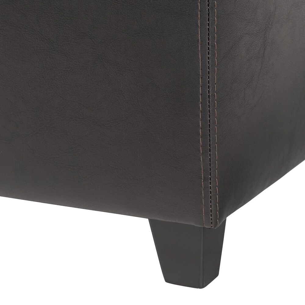 Baxton Studio Small Cube Storage Ottoman in Dark Brown, , large