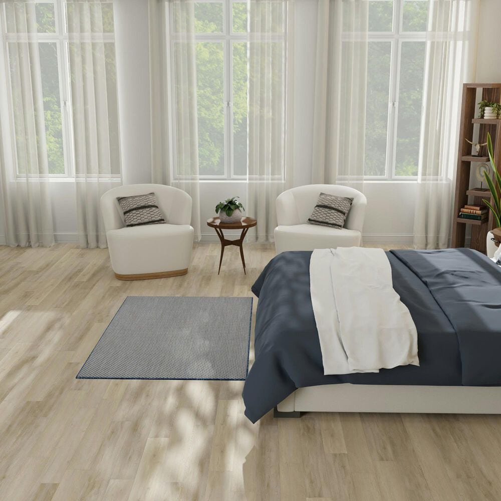Nourison Courtyard Ivory and Blue 3&#39; x 5&#39; Indoor/Outdoor Area Rug, , large