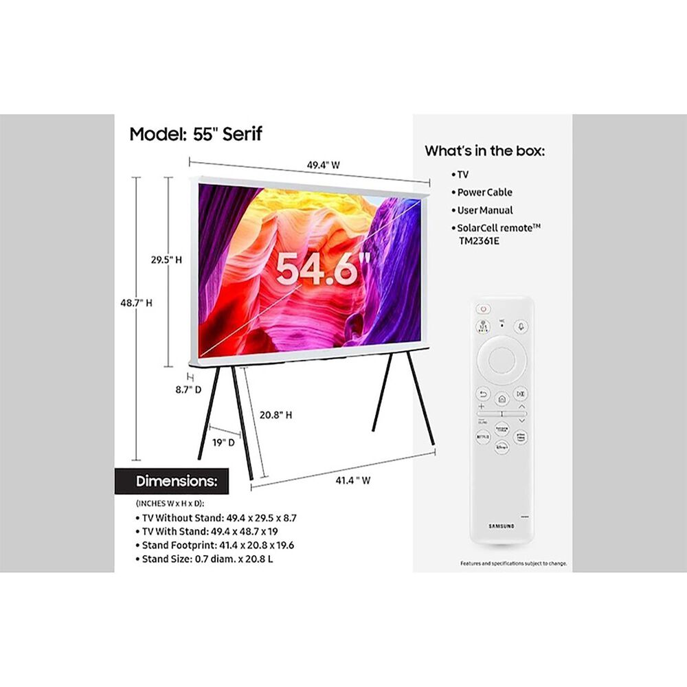 Samsung 55&quot; Class 4K The Serif QLED TV in Cloud White - Smart TV, , large