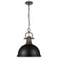 Golden Lighting Duncan 1-Light Pendant with Chain and Matte Black Shade in Rubbed Bronze, , large