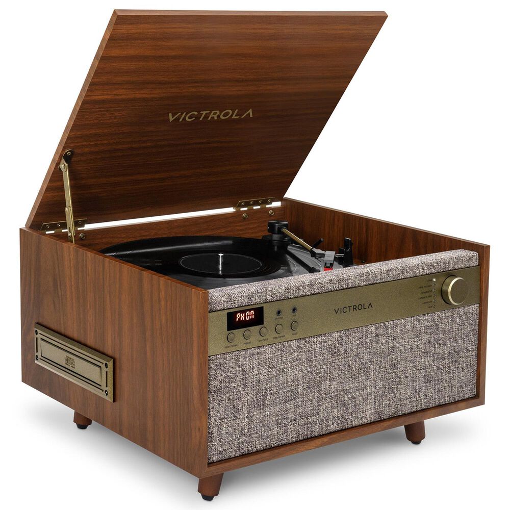 Victrola Century 6-in-1 Music Center Record Player with 3-Speed Turntable in Walnut, , large