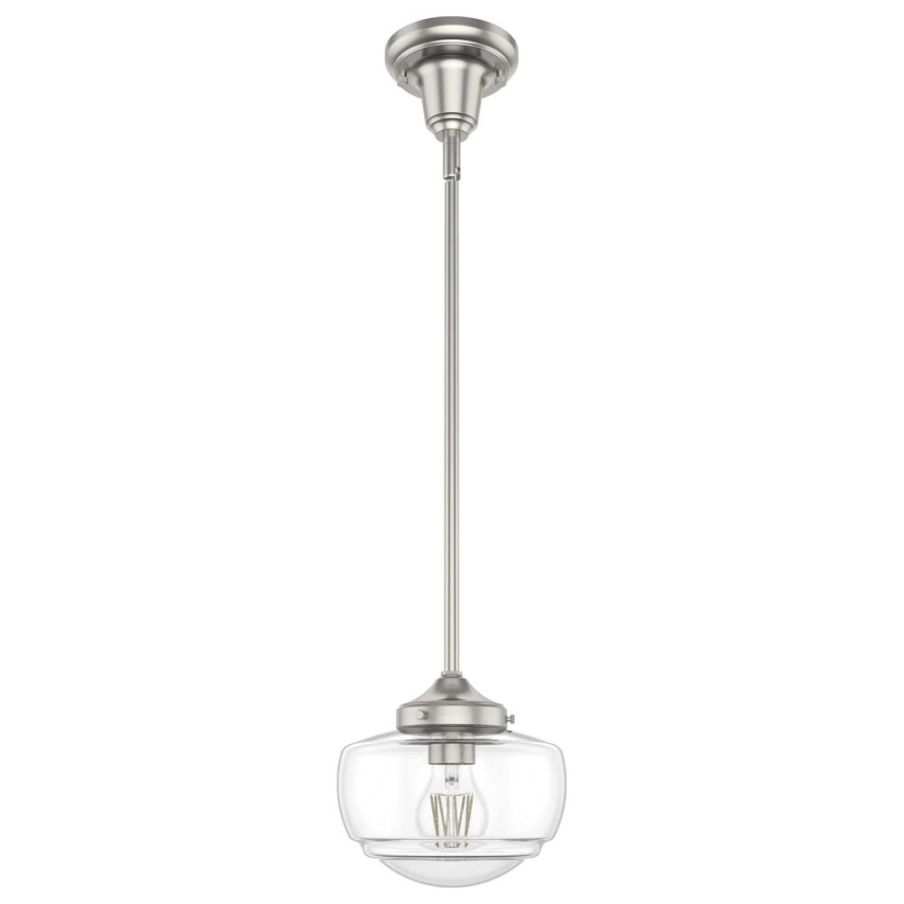 Hunter Saddle Creek 1-Light Mini Pendant with Clear Seeded Glass in Brushed Nickel, , large