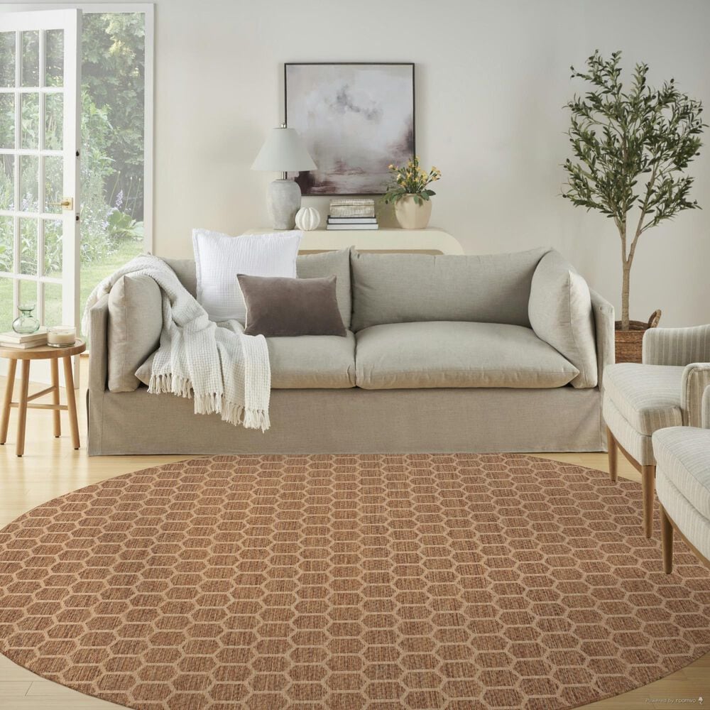 Nourison Twist Reversible 8&#39; Round Natural Indoor/Outdoor Area Rug, , large