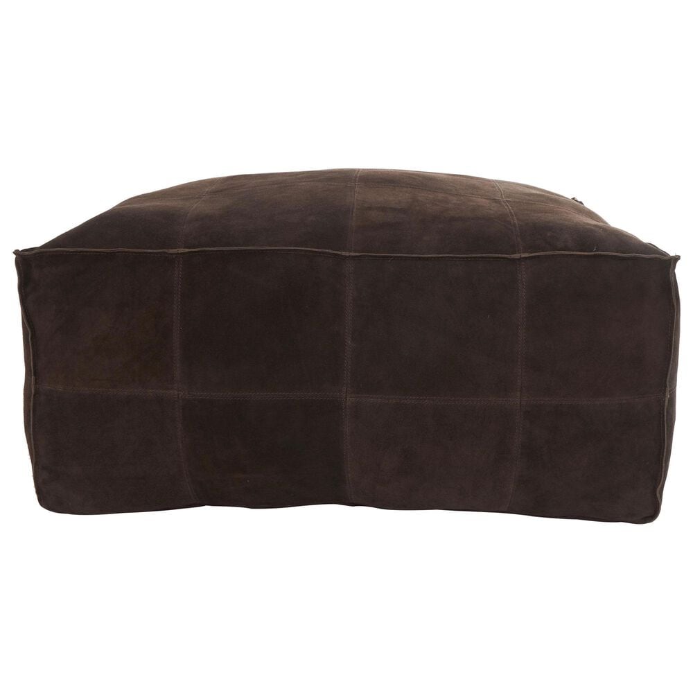 Maple and Jade 35" Low Profile Square Stuffed Pouf in Dark Brown, , large