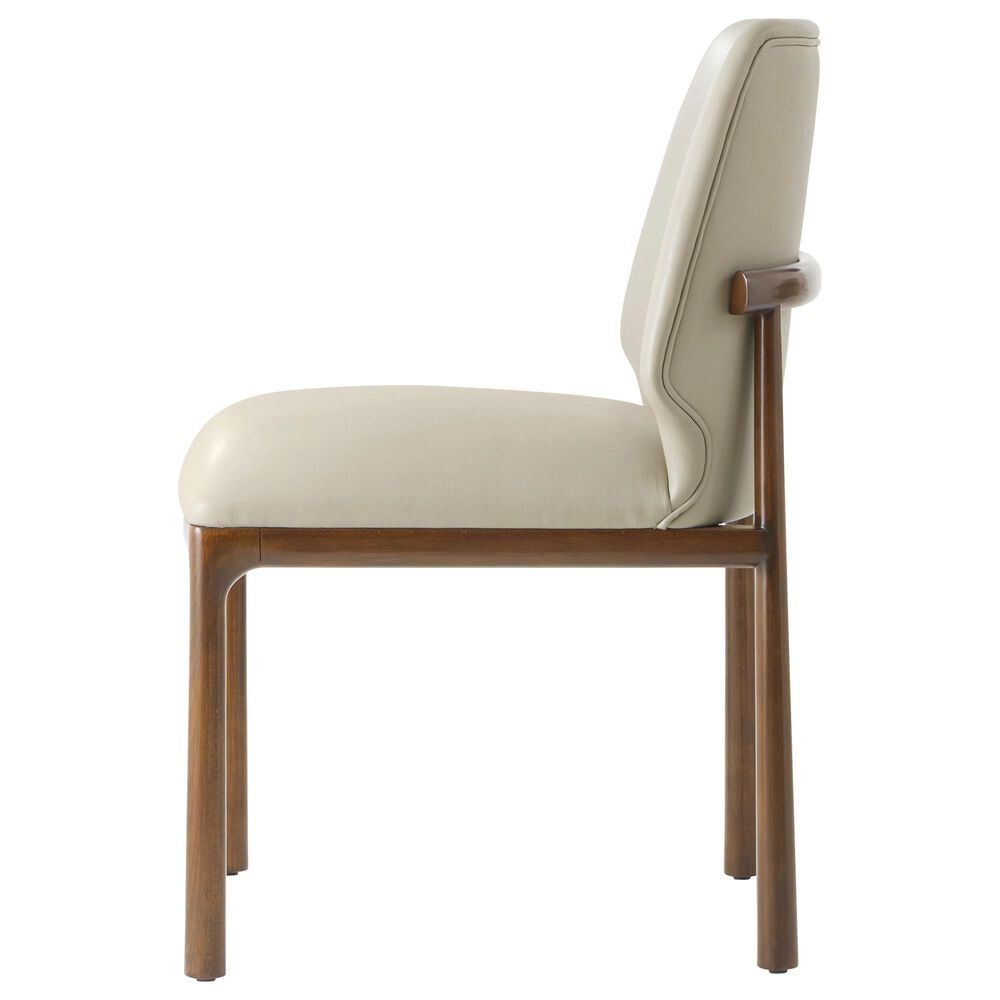 Theodore Alexander Kesden Dining Side Chair with Humus Leather and Pyramid Brown, , large