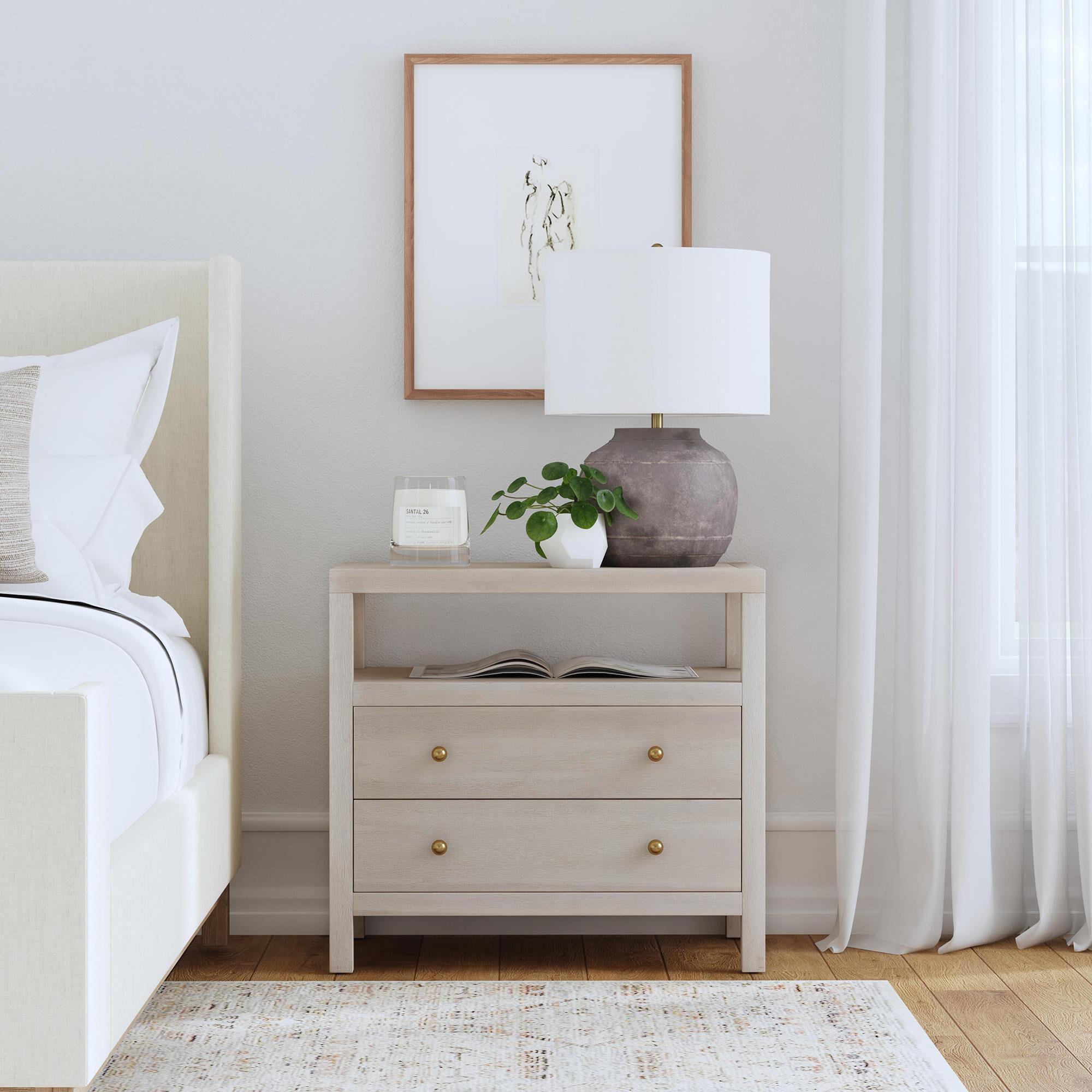 Butler Specialty Company Nora 2-Drawer Wide Nightstand with Open