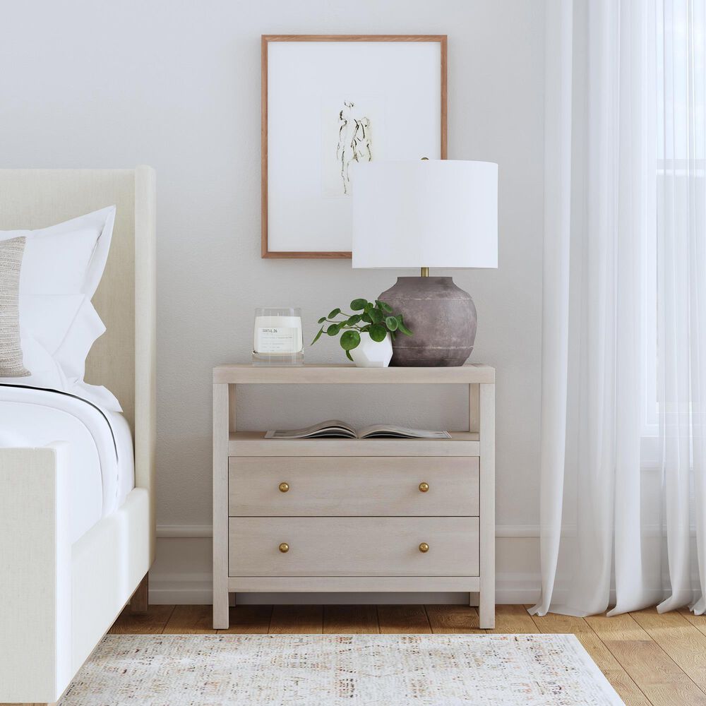 Butler Specialty Company Nora 2-Drawer Wide Nightstand with Open Shelf in Antique Taupe, , large