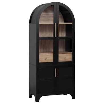 HOMLUX HOMLUX 71" Tall Arched Kitchen Pantry Cabinet with Door Shelves, Farmhouse Kitchen Storage Cabinet with Open & Adjustable Shelves, Hidden Drawer & Glass Door, Cupboard for Kitchen, Dining Room, Black, , large