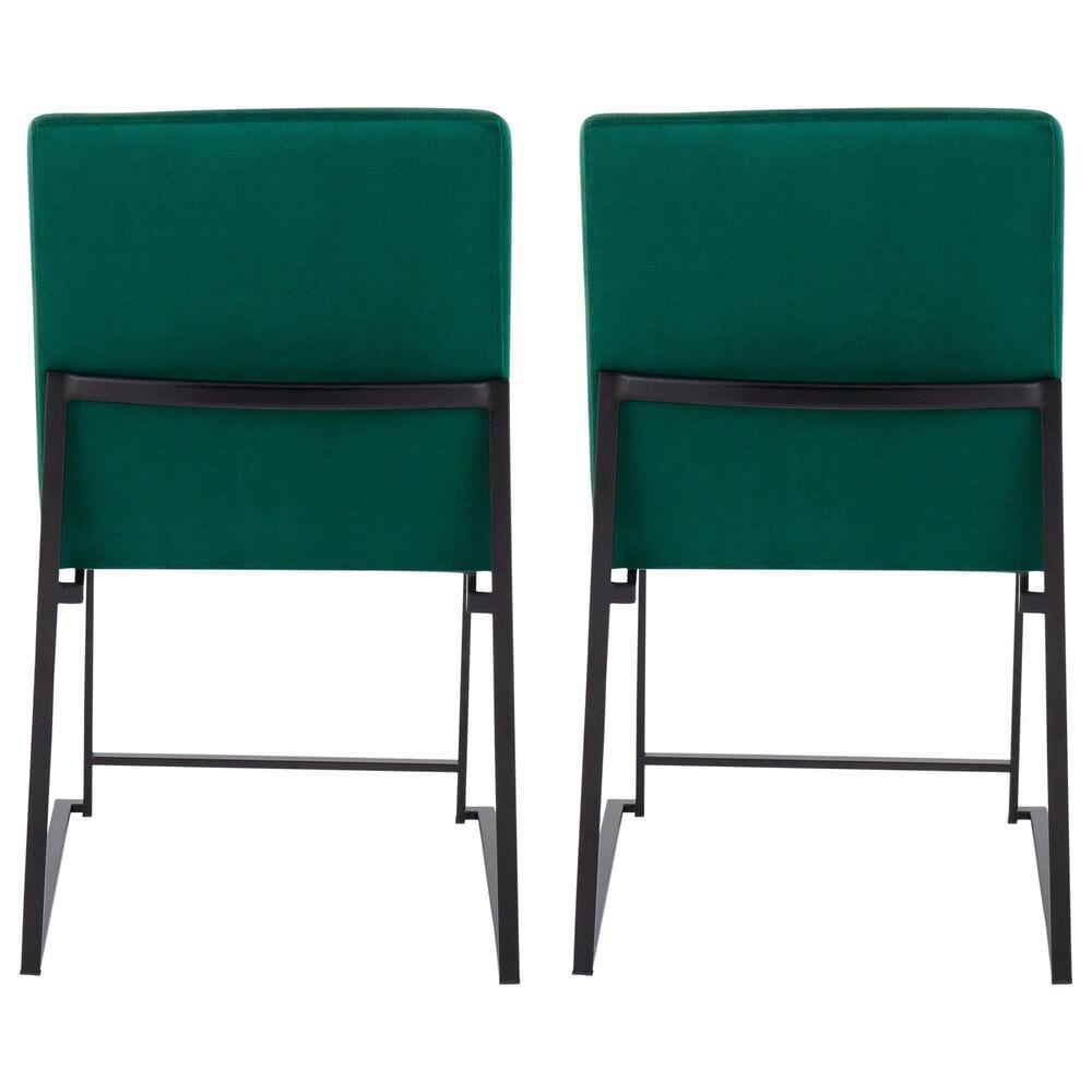 LumiSource Fuji Side Chair with Green Cushion in Black (Set of 2), , large