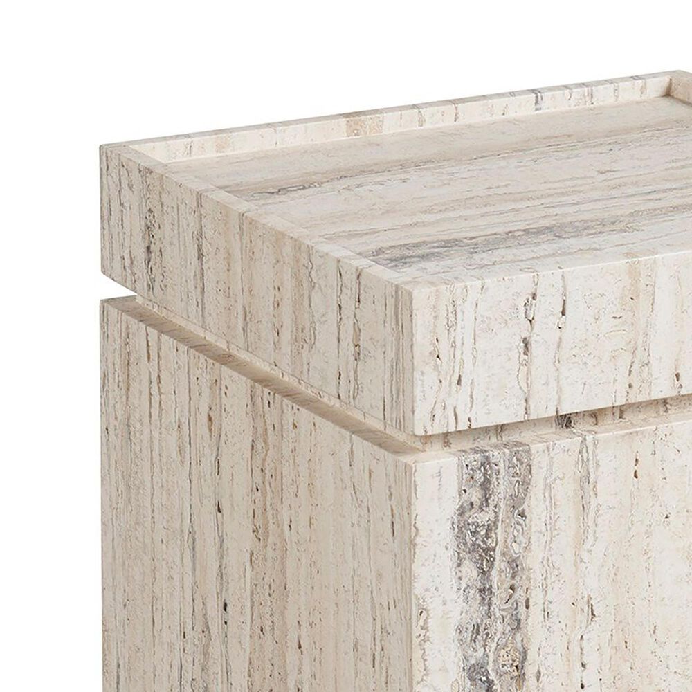 Furniture Worldwide Daxton Accent Table in White Travertine, , large