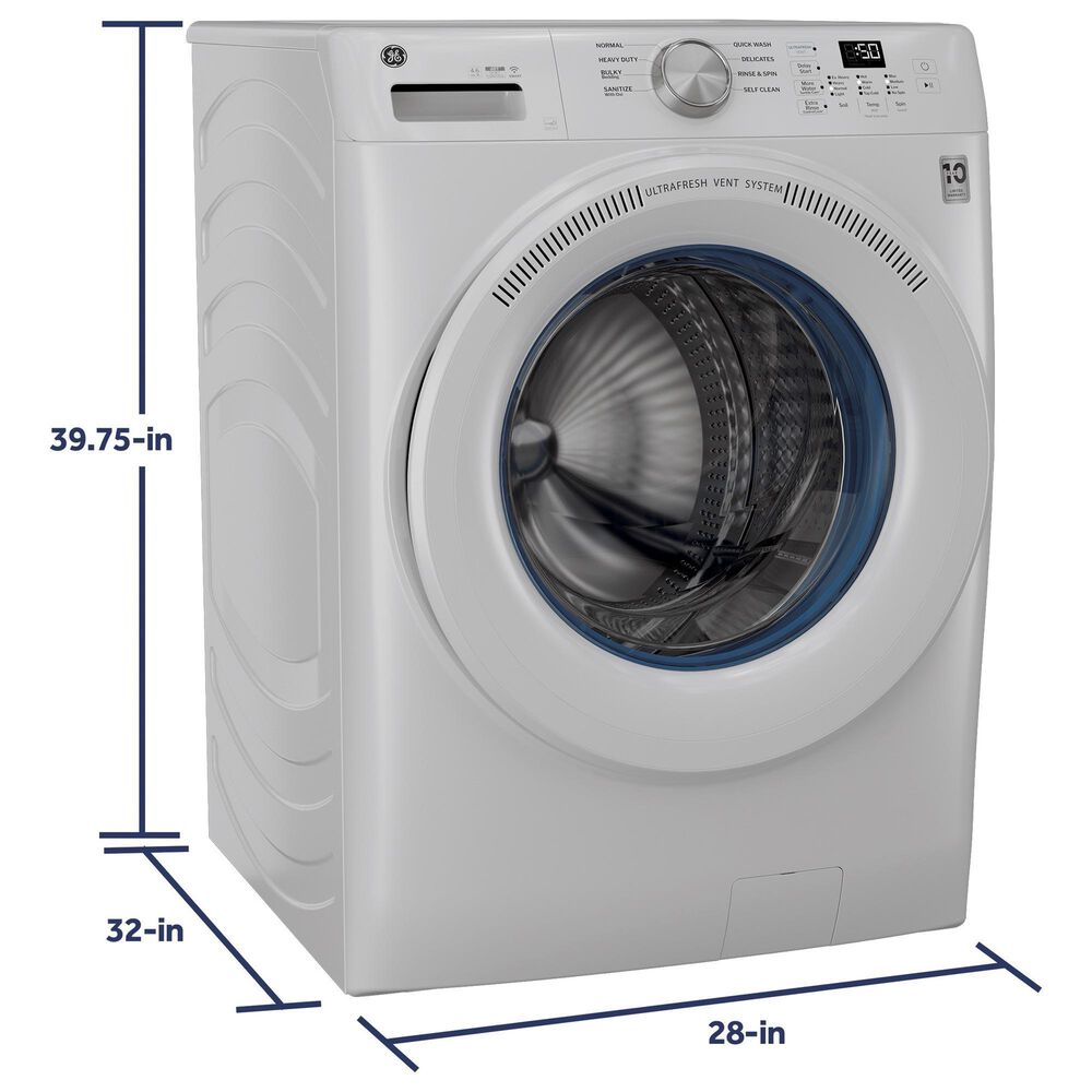 GE Appliances 4.6 Cu. Ft. Smart Front Load Washer with UltraFresh Vent System in White, , large
