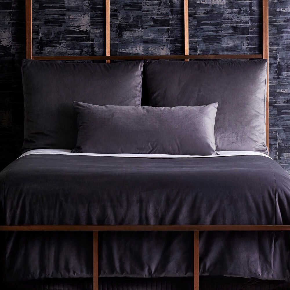 Ann Gish Modern Velvet King Coverlet in Charcoal, , large
